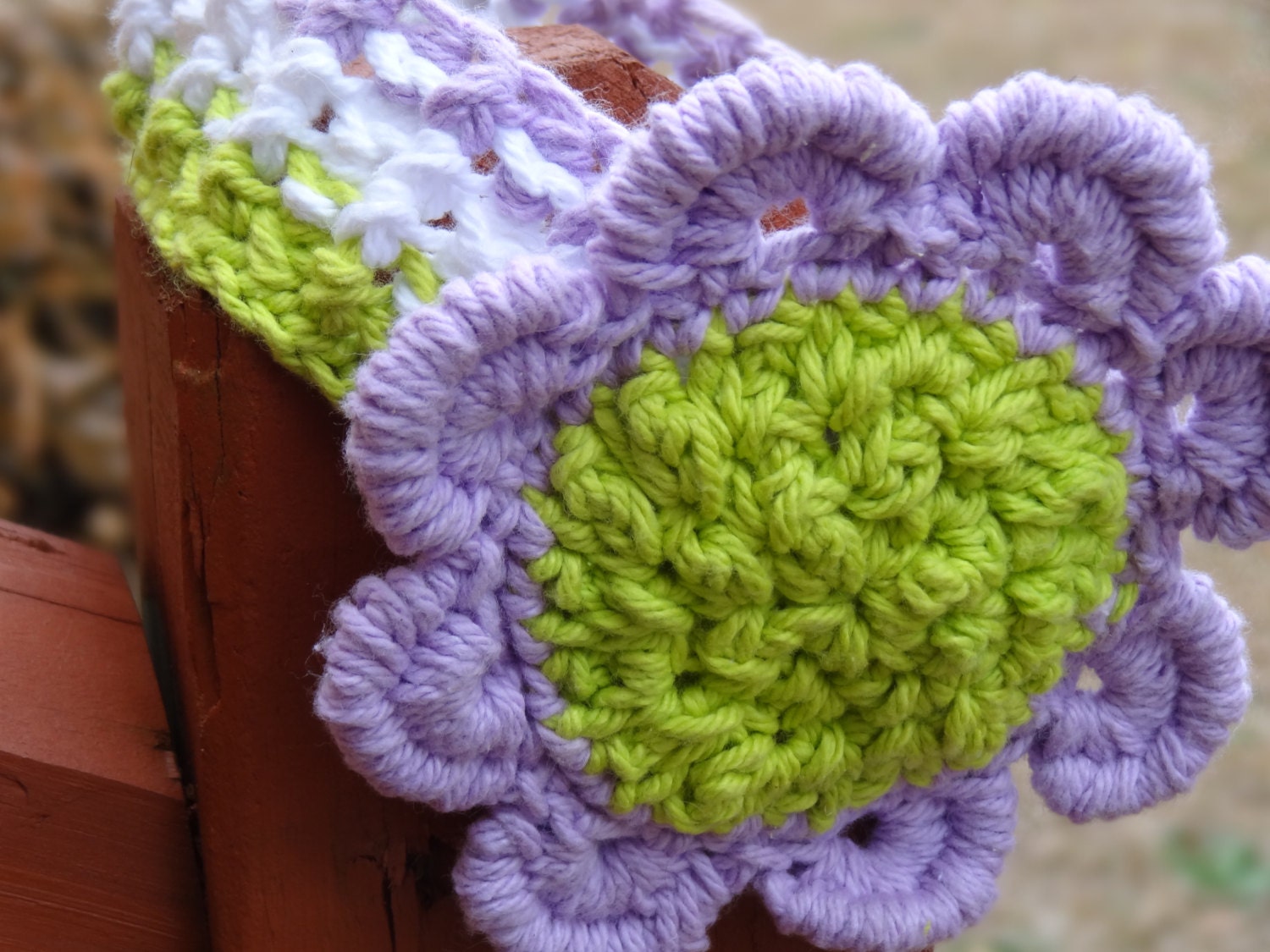 Crochet Flower Dog Collar  - Tri-Color Doggy Collar with Flower Applique - Pets Animals Fashion Accessories Clothing Clothes