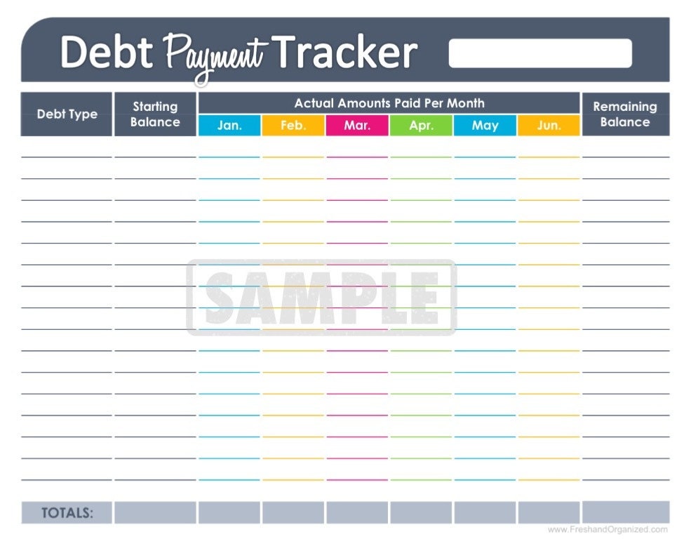 Debt Payment Tracker EDITABLE Personal by