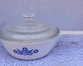Vintage Cornflower Blue Skillet with Lid