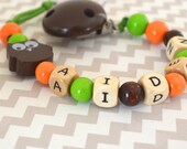 Pacifier clip, beaded pacifier clip, pacifier holder, custom pacifier clip, boy pacifier clip, owl pacifier clip, unisex, pacifier chain