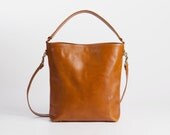 Brown Leather Tote - Custom Made, Market bag, Leather tote, Medium bag, Messanger