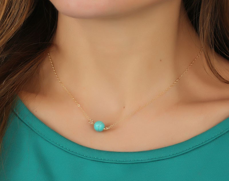 Turquoise necklace, gold necklace, turquoise and gold, bridesmaid jewelry, bridal pendant, best friend necklace, stone necklace, "Calydonian