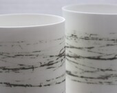 Cylindrical shaped vase made from English fine bone china with strokes - geometric decor