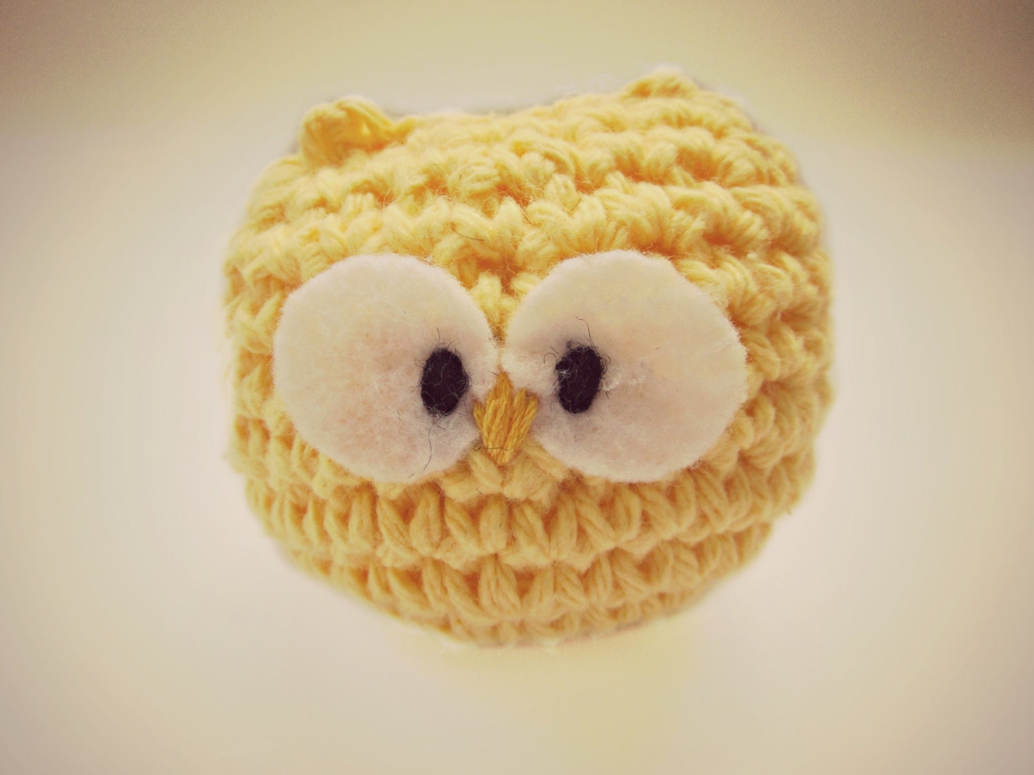 Amigurumi Crocheted Yellow Owl Toy, Ready to Ship
