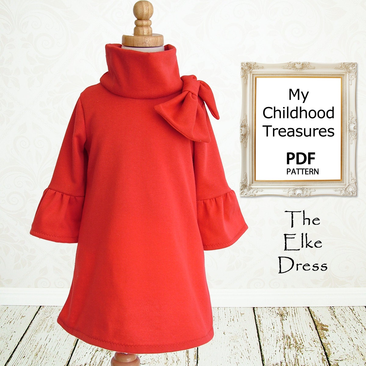 Childrens sewing pattern, Girls dress pattern, Baby pattern, PDF pattern, Easy beginner, Childrens clothing, , ELKE Dress