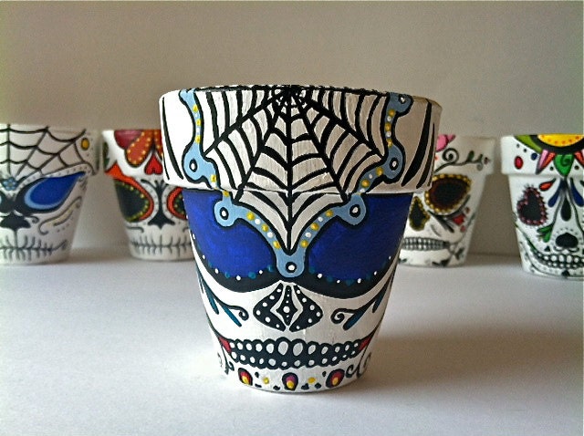 Day of the Dead sugar skull Flower Pot Planter Halloween Dia de los Muertos outdoor decor Mothers day