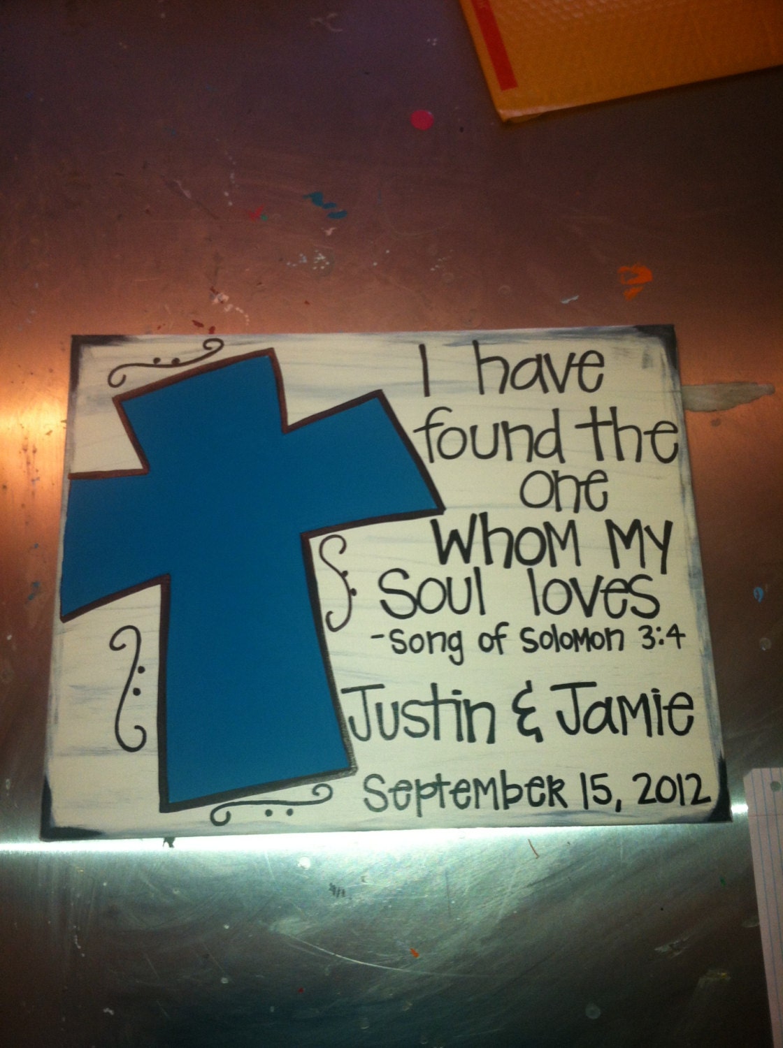 Custom Canvas with Wedding Date and Bible Verse