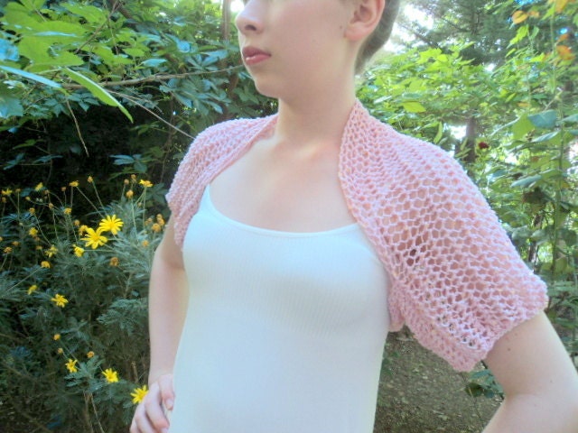 Knit Light Pink Bolero, Wedding Bolero Shrug Sleeves Jacket, Weddings Bridal Bridesmaid Women For her