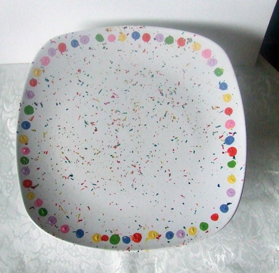 Confetti Design Hand Painted Cake Stand or Cup Cake Stand Ceramic Home Decor Serving Plate On Pedestal