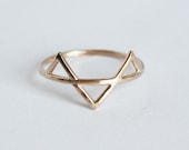 Three Gold Spikes Ring, 14 kt Gold FIlled, Geometric Triangle Ring, Three Gold Spikes Ring, Thin GoldRing