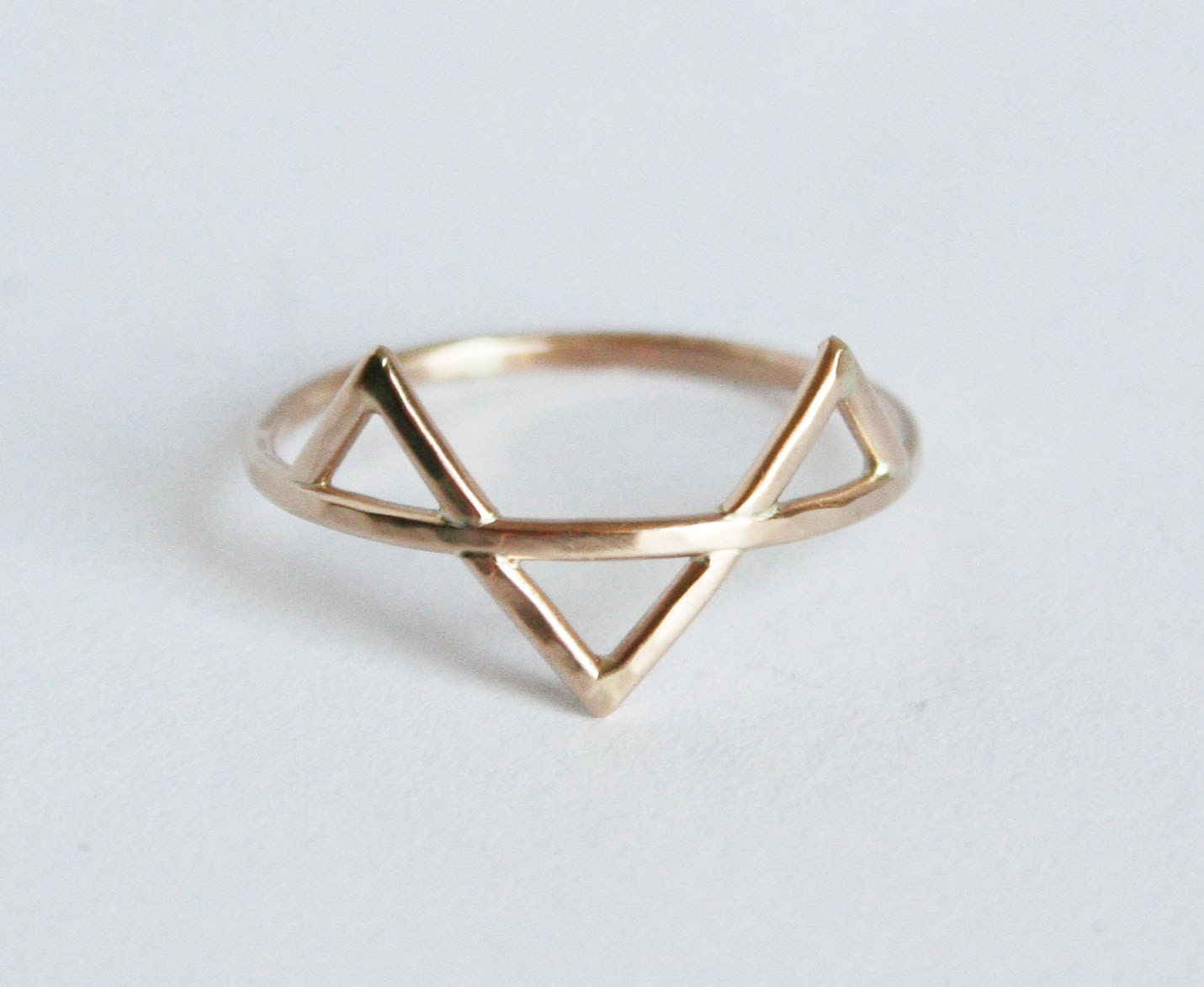 Three Gold Spikes Ring, 14 kt Gold FIlled, Geometric Triangle Ring, Three Gold Spikes Ring, Thin GoldRing