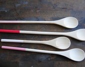 Set of 4 Dipped Wooden Kitchen Cooking Spoons - Sleeping Beauty Pinks