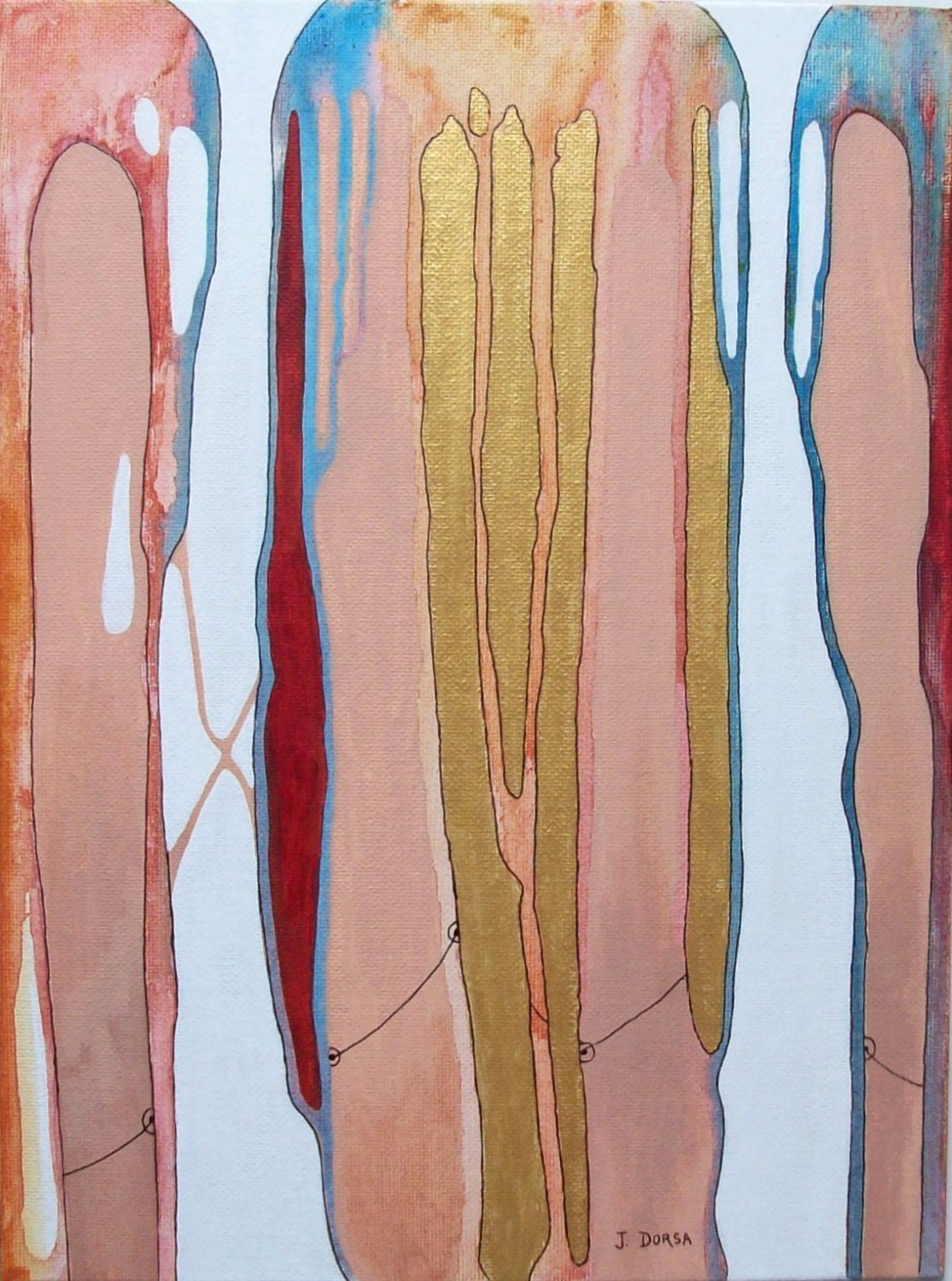 Original Abstract Art painting ' Alegra Gold ' in acrylic on canvas board 9' x 12'
