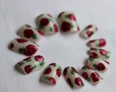 China Rose - Hand Painted Short False Nails
