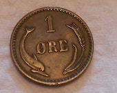 1902 Danish 1 ORE Coin - Antique Coin - DJGStuff