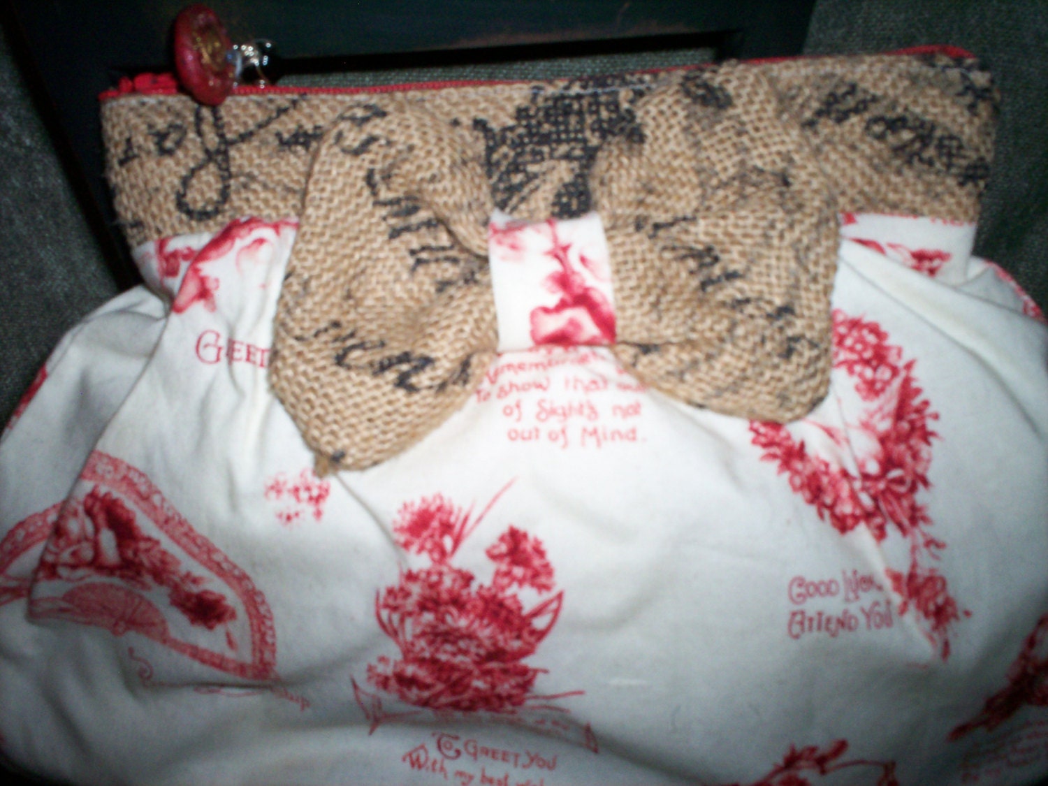 Romantic victorian print  make up bag or purse