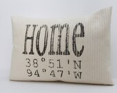 personalized pillow, longitude and latitude pillow, map pillow, housewarming gift, mother's day gift "The Home"