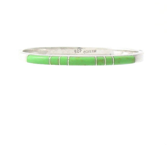 Sterling Silver Gaspeite Hinged Bracelet