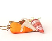 Easter Gift Set, Handmade Art Toy, Carrots, Home Decor, Kitchen Decor, Cottage Chic, Rustic, Orange, Red, Spring