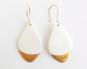 P a o - Gold feather earrings - Porcelain jewelry & gold filled earwires - Calliope Collection