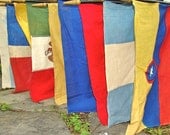 Vibrant Vintage Cloth Flags. International Array. School, Garden, Boho Decor. So Original.