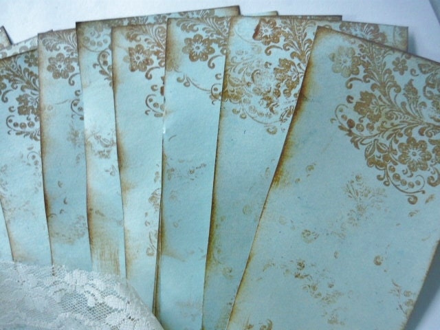 25 Shabby Chic Vintage Rustic Style...Faded Tiffany Blue Hand Inked & Dyed Tags....by Le French Chateau