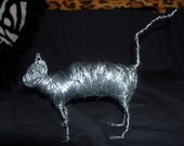 On Sale - Kitty Cat Wire Sculpture - Handmade Pussycat .... Meow - On Sale for a limited time...