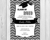 Graduation Party Invitation - Black & White Chevron - DIY - Printable Il_170x135