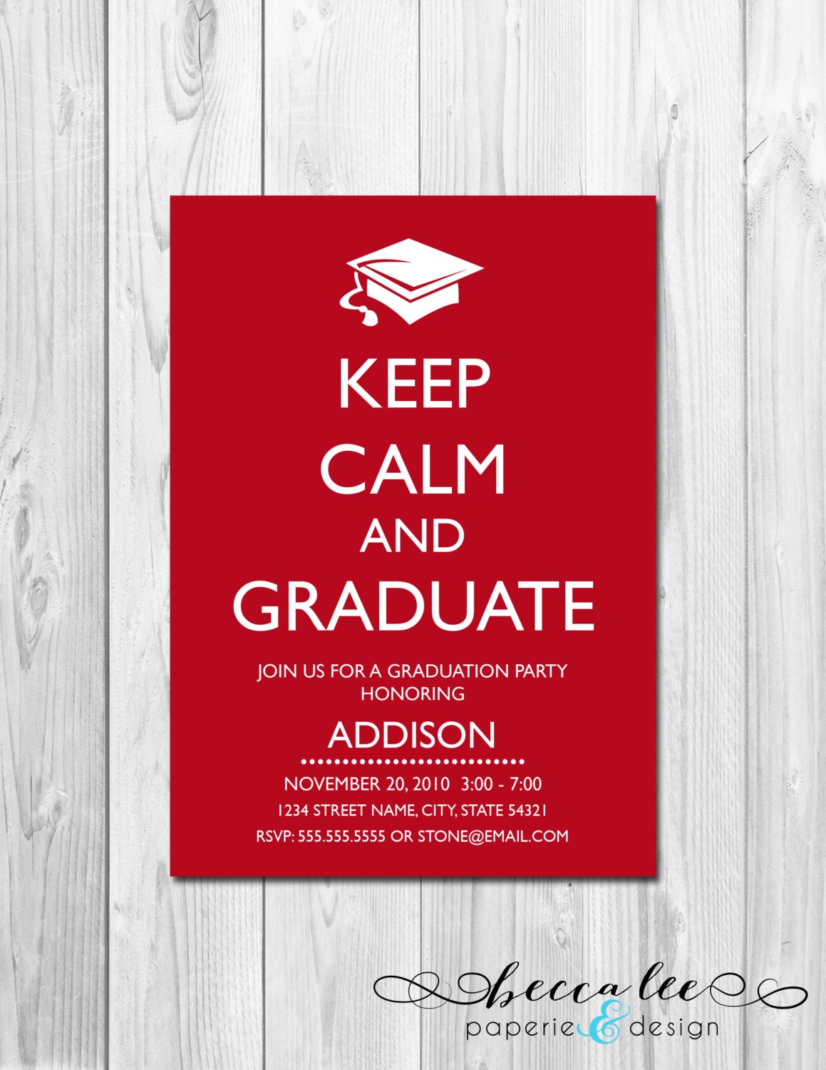 Graduation Party Invitation - Keep Calm & Graduate - DIY - Printable Il_170x135