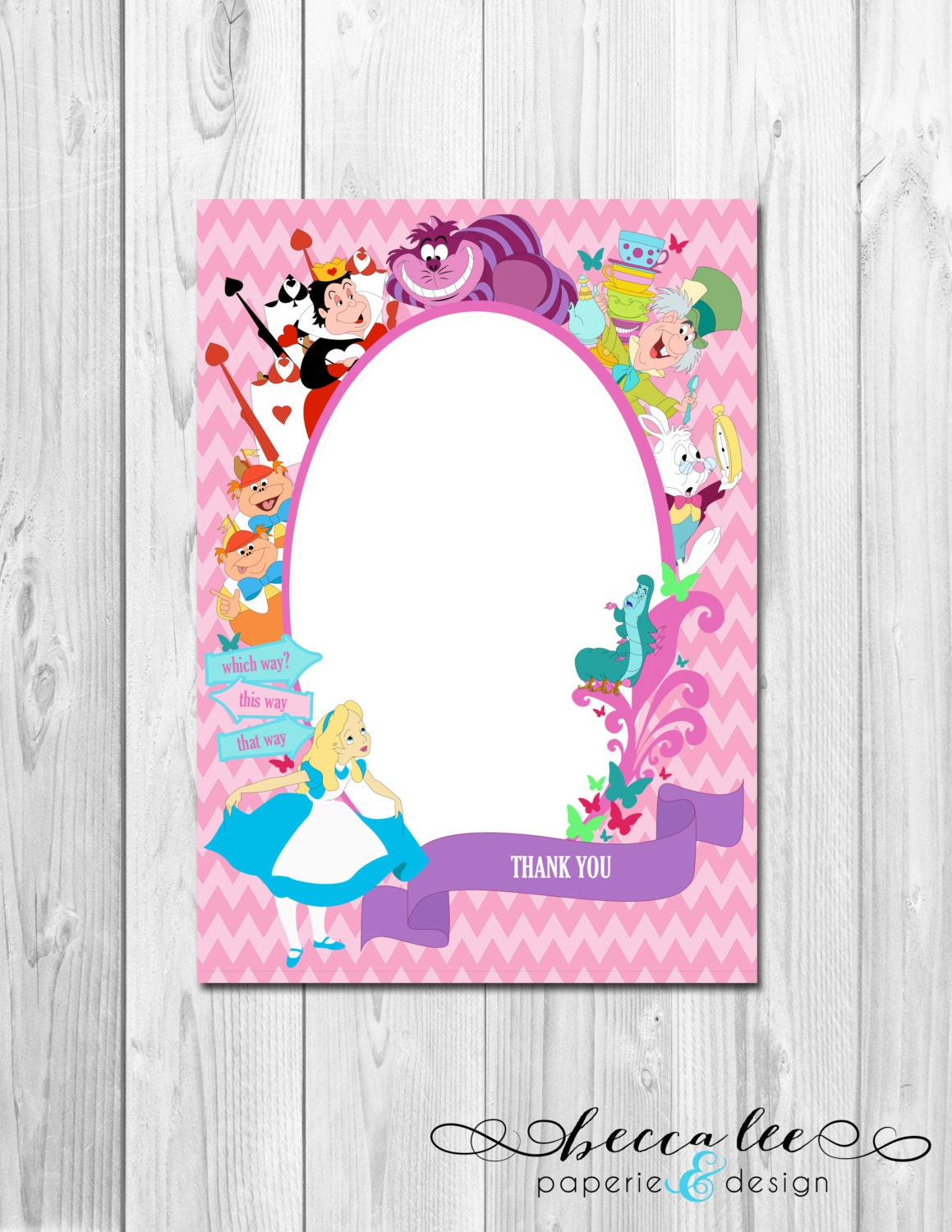 Alice in Wonderland Theme Thank You Note - Alice & Friends - DIY - Printable Il_570xn