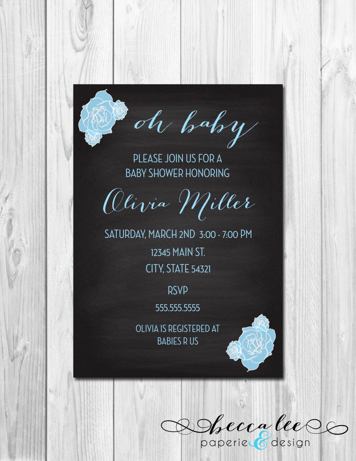 Oh Baby Chalkboard Baby Shower Invitation - DIY - Printable Il_570xn