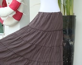 Taupe Dark Brown Cotton Maxi Skirt - SK002