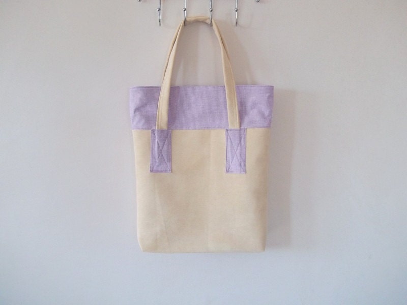 SALE - Prices already reduced HOBO Shoulder Bag COTTON, Purple Beige Bags and Purses Tote Bag