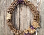 27" Grapevine wreath with handmade roses