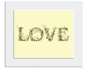 Love print, Inspirational Print, Home Decor, Inspirational Quote, Typography, Pink, Green, Spring, Spring Flowers,UK
