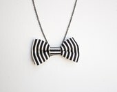 Black and White Striped Bow Tie Necklace
