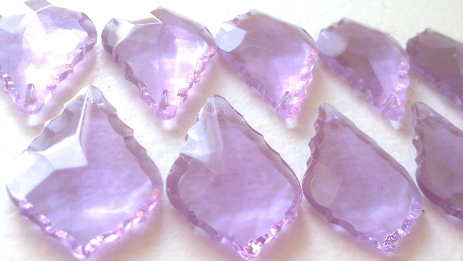 10 Chandelier Crystals Lavender Lilac Purple French Crystals Shabby Cottage Chic Prisms Baroque
