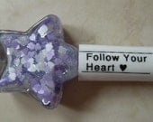 Custom Blended Nail Polish - "Follow Your Heart" - Shimmer Lavender Purple & White Heart Glitter - Lacquer
