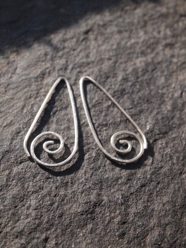sterling silver earrings - spiral drop earrings