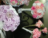 Satin Brooch Bridal Bouquet Trio Bouquet Bridesmaid Boutonnierres