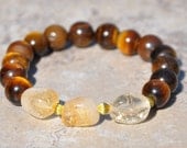 Money and Wealth Yellow Citrine , Tigers Eye , Mala bracelet , Yoga , Healing Gemstone Beaded Bracelet