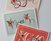 Greeting note cards Set of 6/Assorted (2 of each design)