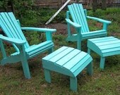 Adirondack Chair and Ottoman Made From Reclaimed Salvaged Lumber