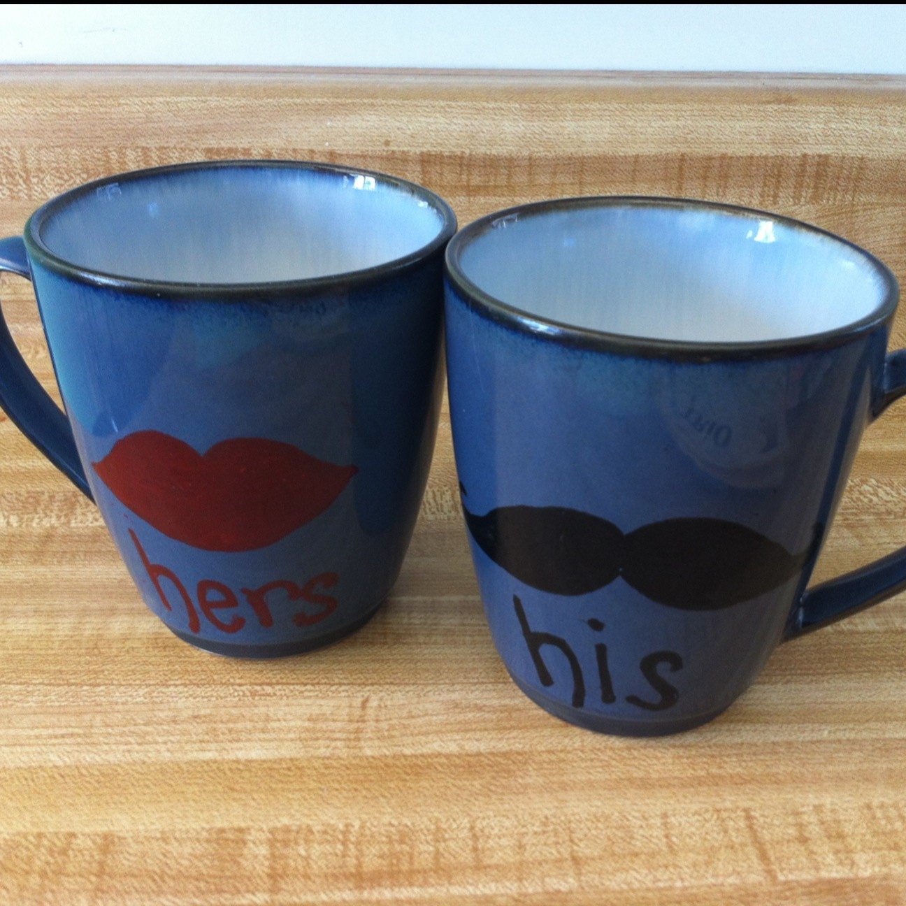 His & Hers Pair of Upcycled Hand Painted Mug s