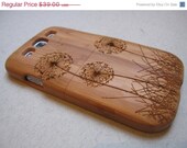 ON SALE Samsung Galaxy S3  case - wooden cases walnut / cherry or bamboo -  Dandelion