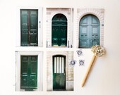 Postcard Set-Paris Doors in Green, set of 5