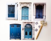 Postcard Set-Paris Doors in Blue, set of 5