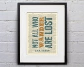 Not All Who Wander Are Lost / J.R.R. Tolkien - Inspirational Quote Dictionary Page Book Art Print - DPQU029