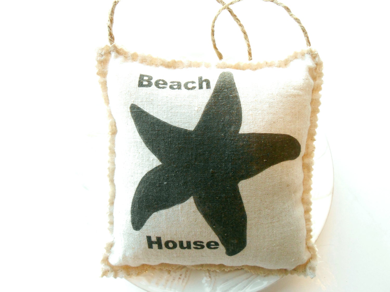 Beach House Pillow, Starfish  Doorhanger, Coastal Housewares, Muslin Pillow, Ocean Decor, Guest House Pillow, Sea Life, Spring/Summer Pillow
