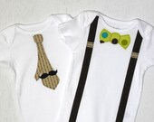 Boy Onesie Set  FREE SHIPPING: To All US Destinations Necktie and Bowtie with Suspenders "The Dapper Man Set"